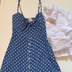 Polka Dot Tie-Front Mini Dress